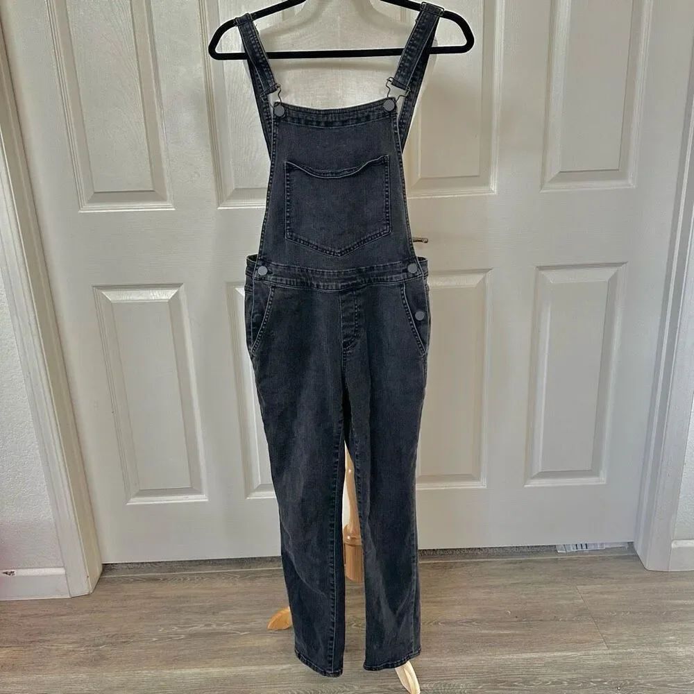 BDG washed black denim overalls